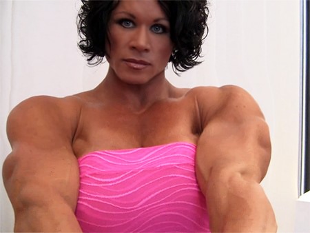 Busty Female Bodybuilder Aleesha Young posing and flexing from wonderful 